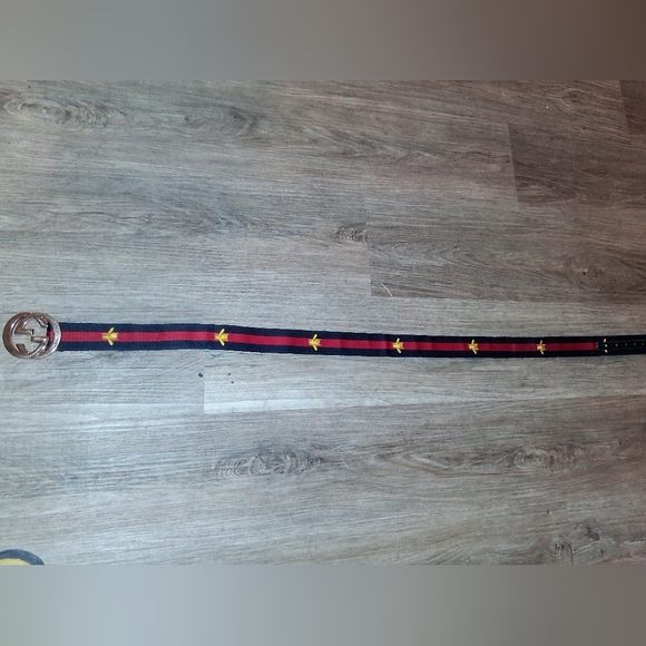 Gucci Black and Red Belt with Gold Accents - Picture 1 of 1